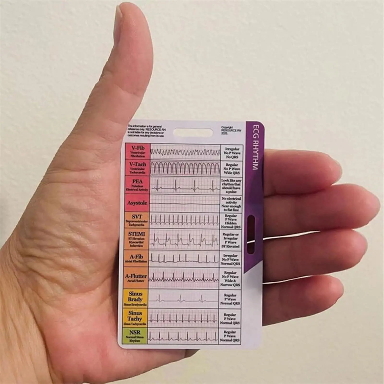 Electrocardiogram/ECG Rhythm Pocket Card Double sided ECG Rhythm Interpretation Badge Card ECG Rate Pocket Card Nurse ECG Card Guide Nurse ECG Technology Student Rapid Cardiac Analysis and Measurement Tool