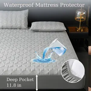 Queen Size 3 Piece Waterproof Mattress Protector Set, Tpu Deep Pocket Fitted Sheet, Spill & Stain Proof, Anti Dust Mite