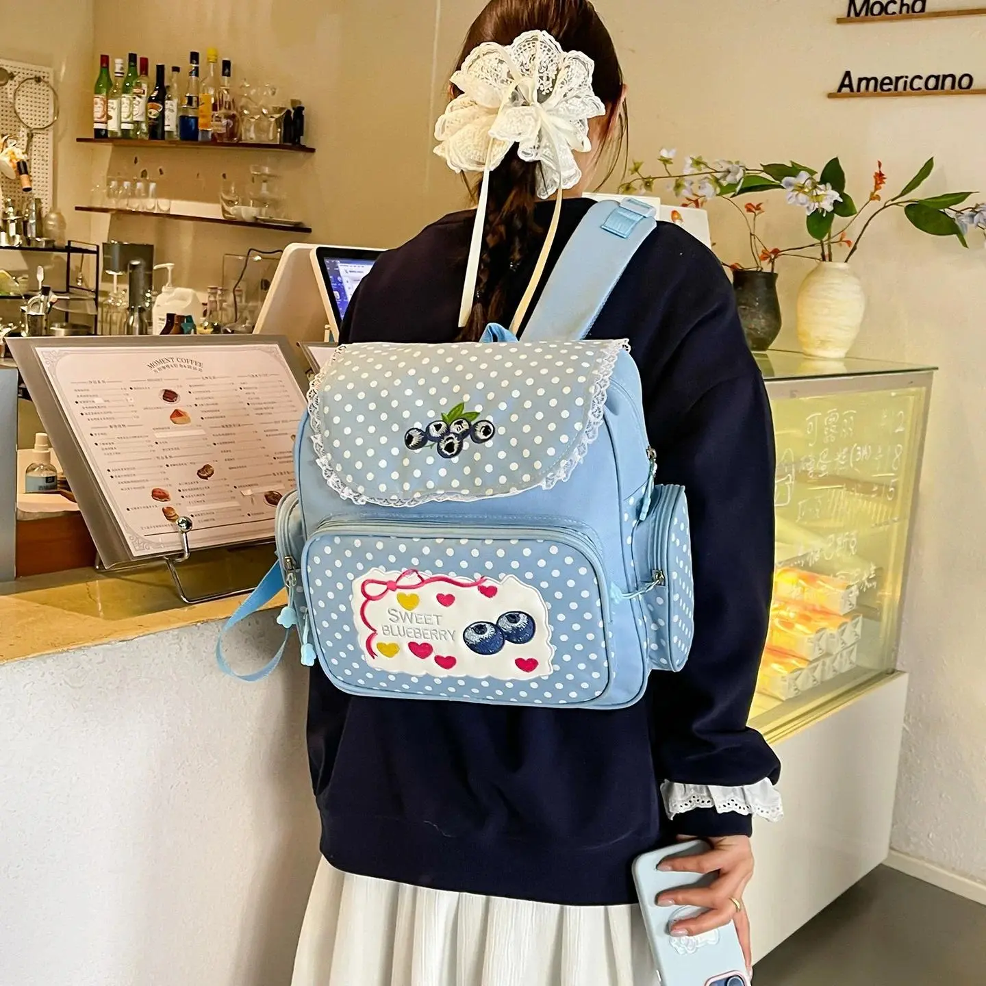 2026 New Japanese Cartoon Pink Backpack Book Bags Pink Girl Embroidery Strawberry Children's Schoolbag Student Birthday Gift