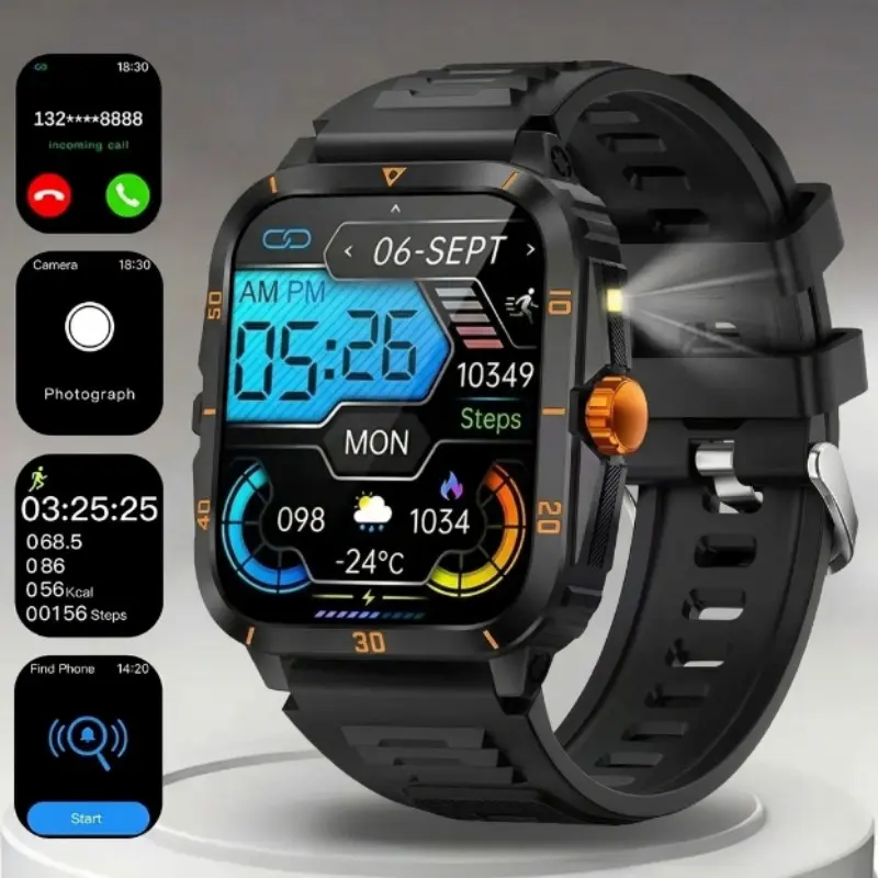 Smart Watch for Men, Full Touch Screen, Multi-Sport Modes, Call & Message Alerts, Music Control, iOS & Android Compatible, Perfect Gift
