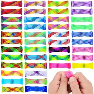 Fidget Toy 42 Pack Mixed Color Marble Mesh Fidget Toys,Stress Relieve Toy,Focus Enhance, Marble and Mesh Fidget Stress Relieve Toy for Adults and Student ADHD ADD Autism Halloween Decorations (42)fidget toys