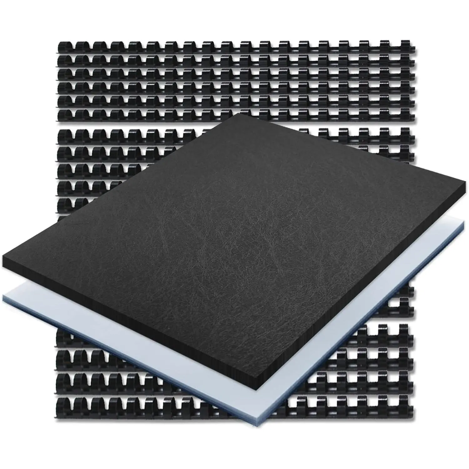 60 Pack Binding Covers kit, Includes 20 8Mil Clear PVC, 20 Black Leather-Textured Heavyduty Polycovers, 20 Plastic Comb Spines, for 8.5x11 Inches, Office Supplies