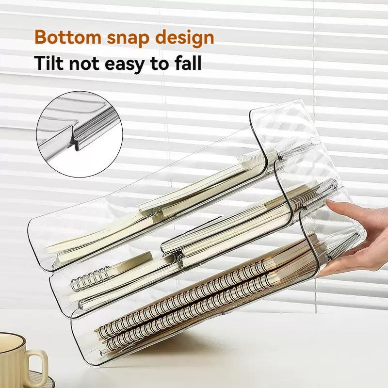 Transparent Desktop Organizer Box, 1 Count Stackable File Storage Box, Desk Side Storage Solution for Document Sorting & Categorizing, Files Organizer