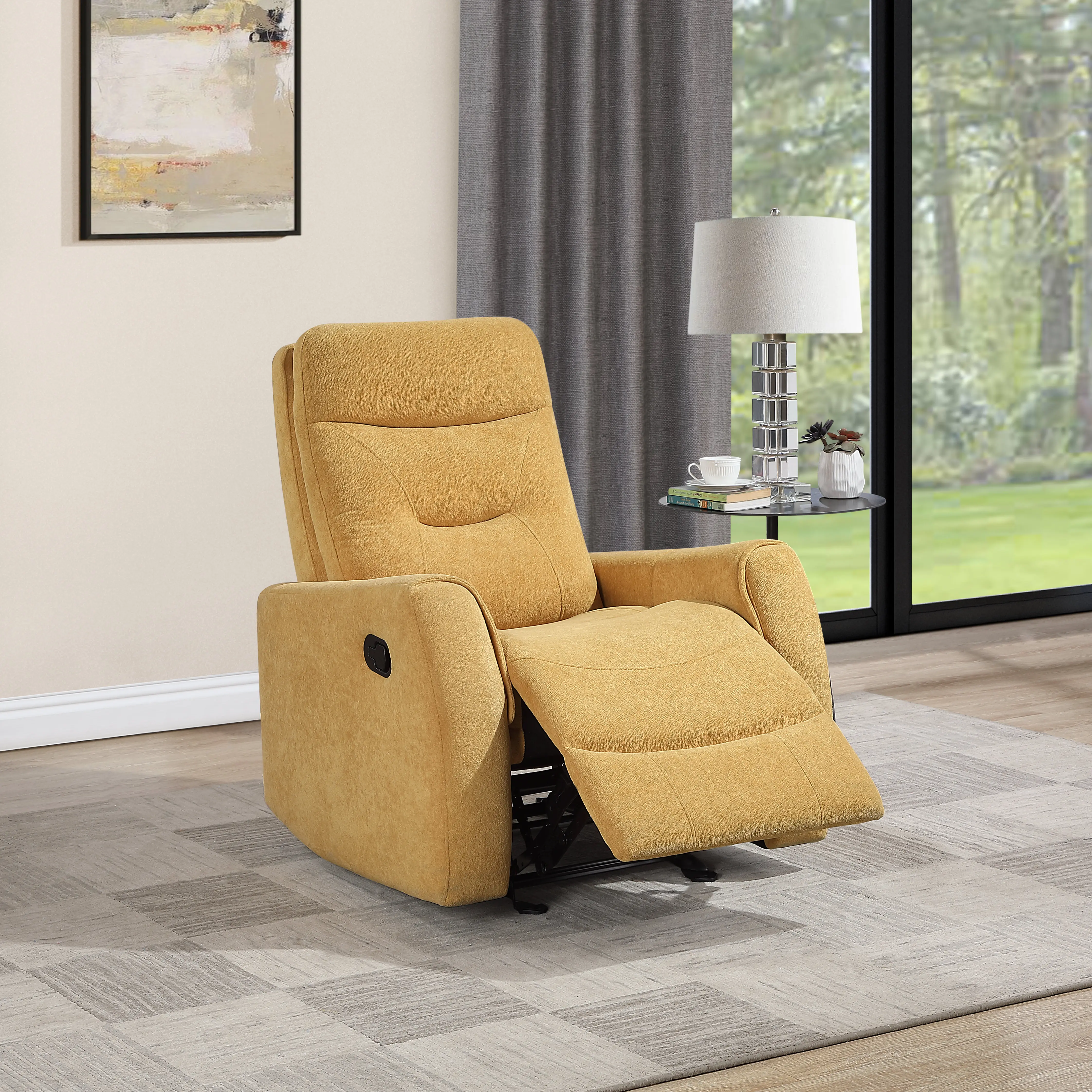ARCH Paterson Swivel Recliner Chair, Yellow Upholstered Armchair with 360-Degree Rotation, Comfortable Living Room Seating, Single Sofa for Home Theater or Reading Nook, Modern Accent Furniture, Home Furniture and Household Product Search Terms