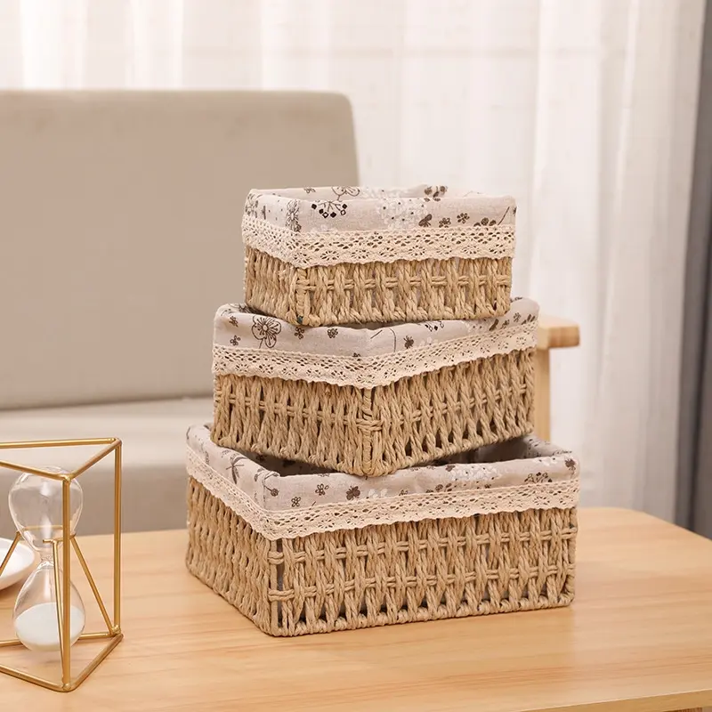 Desktop Storage Basket, Living Room Entryway Key Organizer, Coffee Table Snack Box, Imitation Woven Skincare Cosmetics Tray, Decorative Storage Basket, Home Organizer