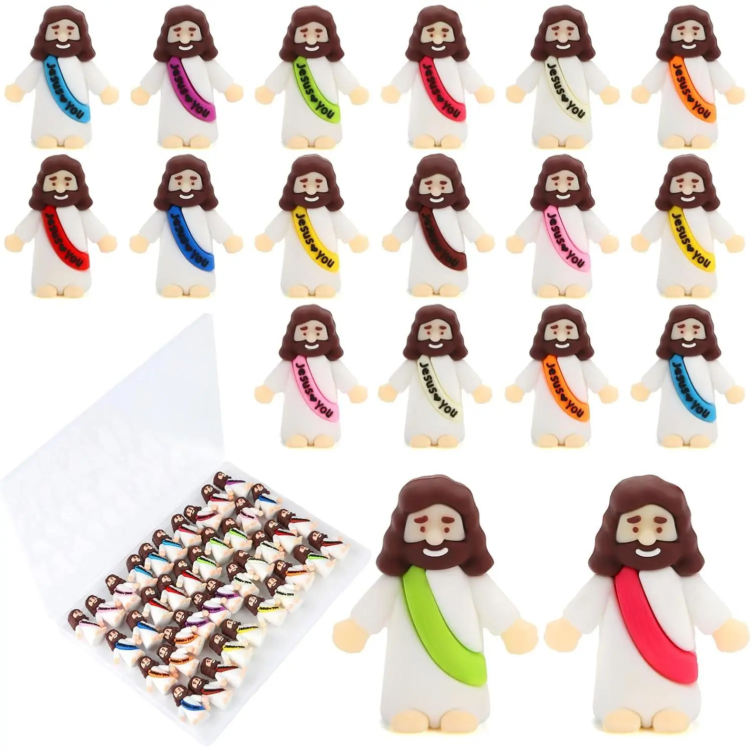 40 Pcs Mini Jesus Figurines in Bulk, Little Jesus Loves You Figures to Hide Tiny Action Figure  Crafts Pocket Seek Religious Gifts Christmas Stuffers Fillers Sunday School Baptism Christ Savior