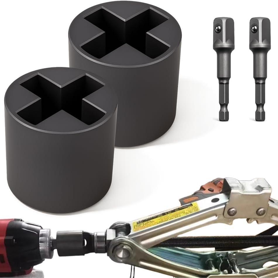 Universal Jack Socket Adapter for Hand Drill Rust-resistant Steel Converter for Scissor Car Jack Easy Tire Change Tool High-strength Chromium Vanadium Steel Corrosion Resistant Wrench Extend Rod Bolt and Nut Extractor Set Black Friday Multi-Tool kit micro
