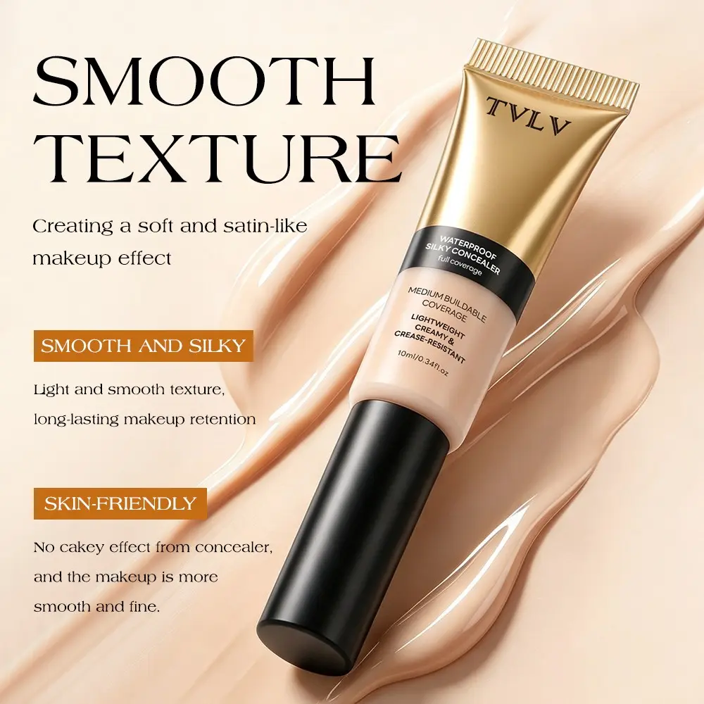 TVLV Waterproof Silky Concealer Lightweight Buildable Coverage Hide Blemishes Dark Circles Long Lasting Face Makeup