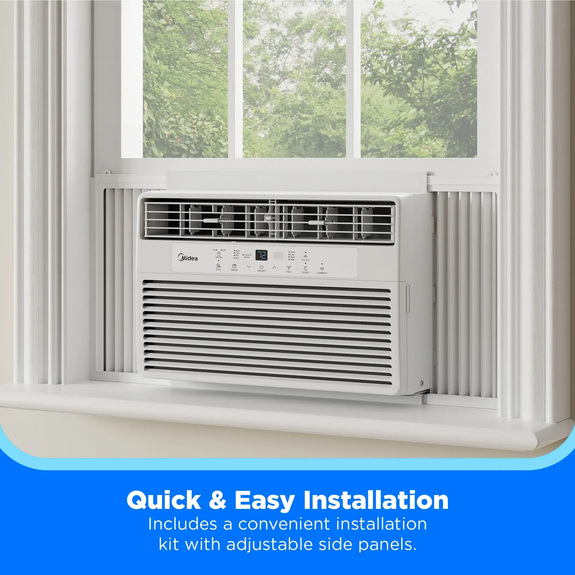 Midea MAW08S1DWWT 8000 BTU Smart 110V WiFi-Connected 3-in-1 Window AC Unit (Like New) with ComfortSense Remote Control, 24-Hour Timer, SmartHome App Voice Control, Energy-Saving Cooling for Medium Rooms Up to 350 sq ft, White