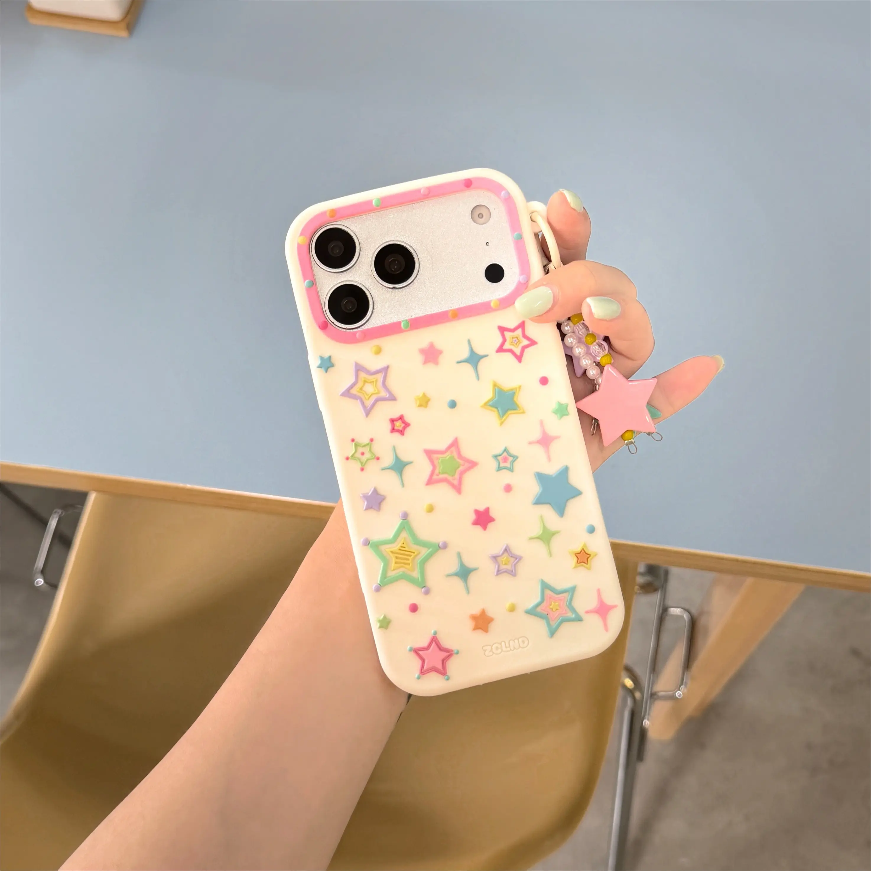 Cute Stars Silicone Charm Phone Protect Cover Accessories for iPhone Series - Multi-Model, Ins-Style, Girly, Shockproof, Creative Sweet Case Compatible with iPhone 12,13,14,15,16,17 Pro Max Plus