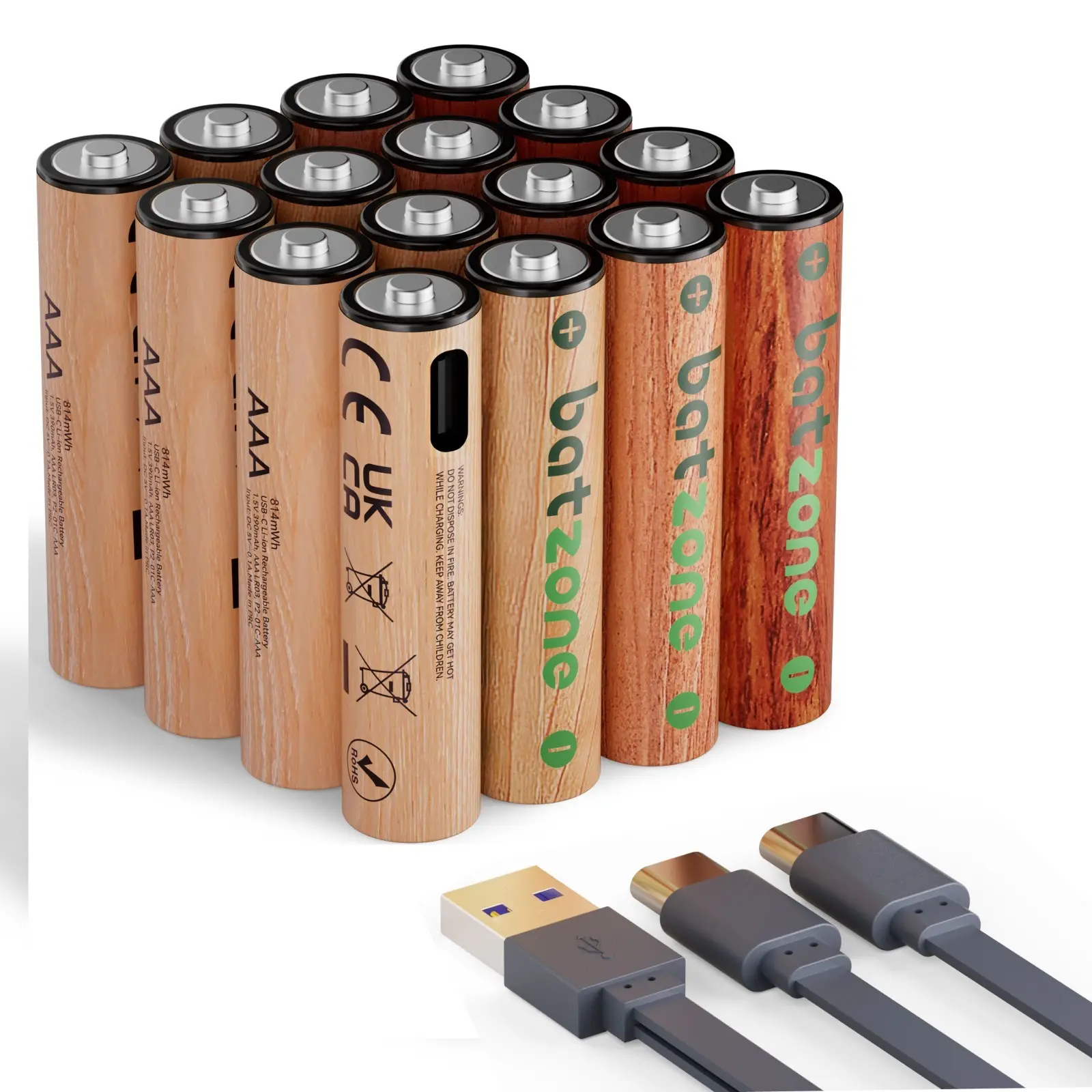 16 Pack 666mWh 1.5V AAA Rechargeable Lithium ion Battery Typc C Port Battery + Cable 16 Pack 666mWh 1.5V AAA Rechargeable Lithium ion Battery Typc C Port Battery + Cable