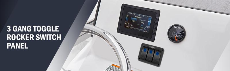 Nilight 3Gang Aluminum 5Pin ON/Off Rocker Switch Panel Blue