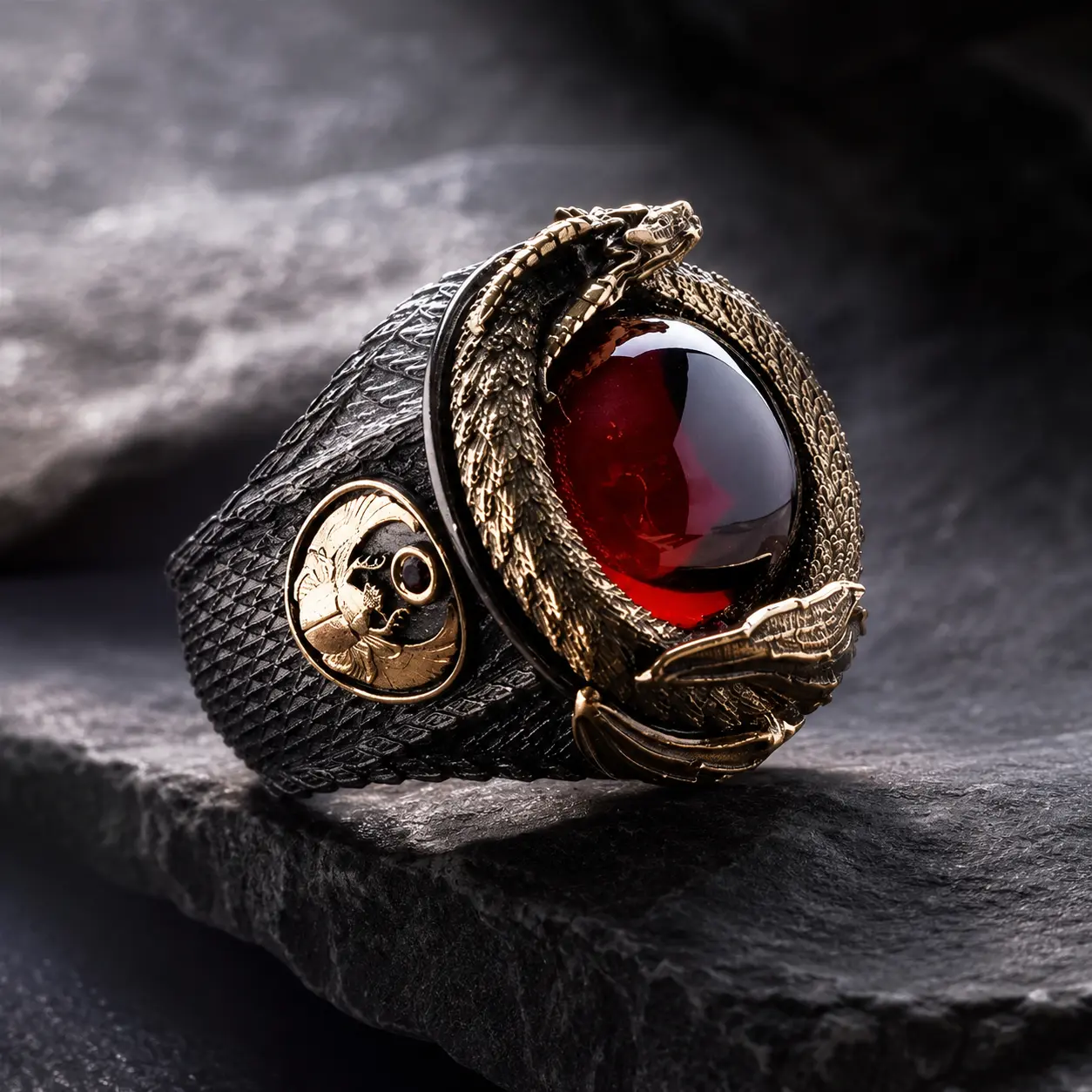 Men’s Dragon Pattern Ring, Bold Metal Band Index Finger Ring, Trendy Statement Fashion Jewelry for Men
