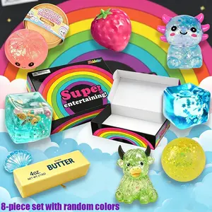 8-Piece Set Holiday Surprise, Soft Tpr Glitter Malt Candy Squishy, Creative Sugar Sculpture, Anxiety Relief, Festive Gift, Desk Decor Toy