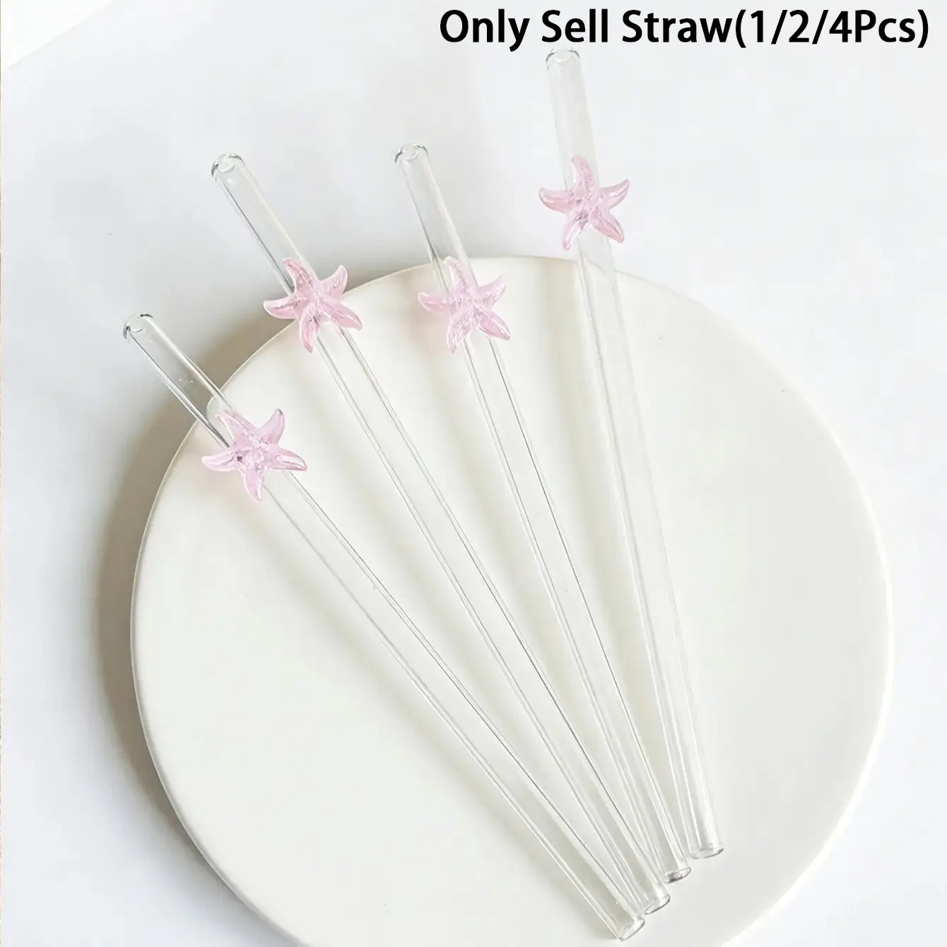 Cartoon Starfish Glass Straw Set, Reusable Bent Thick Glass Straws, Kitchen Accessories, Cold Drinks, Home, Restaurant, Party, Wedding