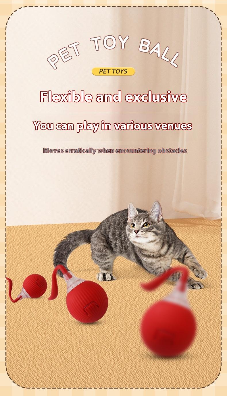 Interactive Cat Toy Ball Super Drive Cat Rolling Ball with Auto Shut Off & Wake-Up Features in Red Color for High-Energy Cats