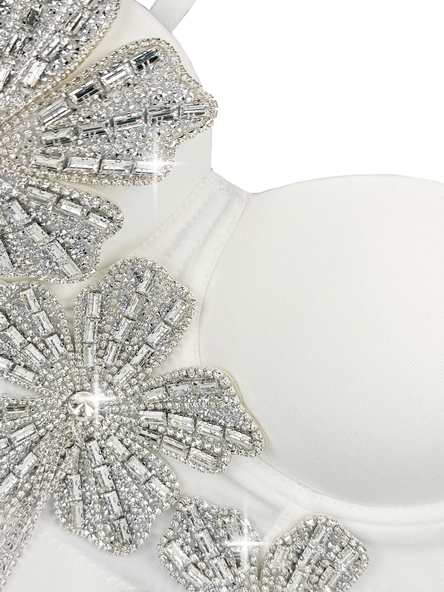 CELOT KEVER Luxury Diamond-Studded Floral Corset Outerwear Fishbone Bra Cotton Fabric Adjustable Breathable Women's Top