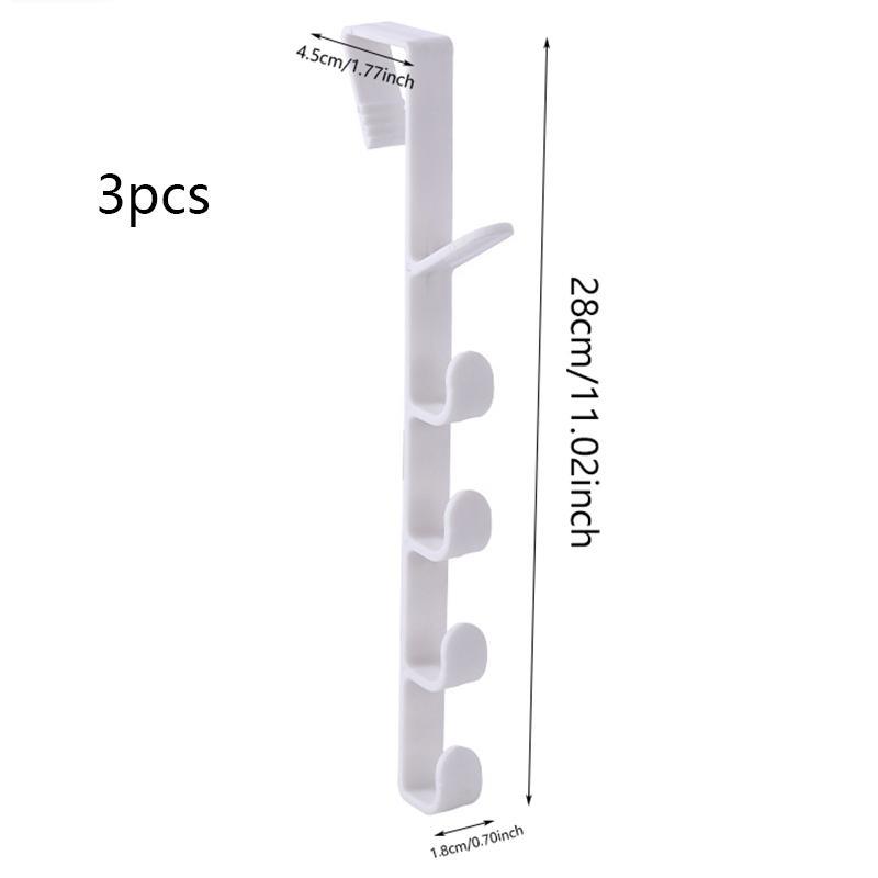 Vertical Plastic Door Hook, 3 Counts Door Back Hanging Hook, Multifunctional Home Storage Hook, Clothes Bag & Hat Hanger, Dorm Essentials, 2024 Storage Organizer