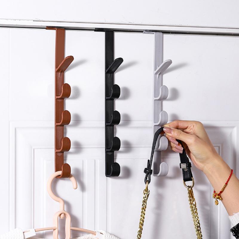 Vertical Plastic Door Hook, 3 Counts Door Back Hanging Hook, Multifunctional Home Storage Hook, Clothes Bag & Hat Hanger, Dorm Essentials, 2024 Storage Organizer