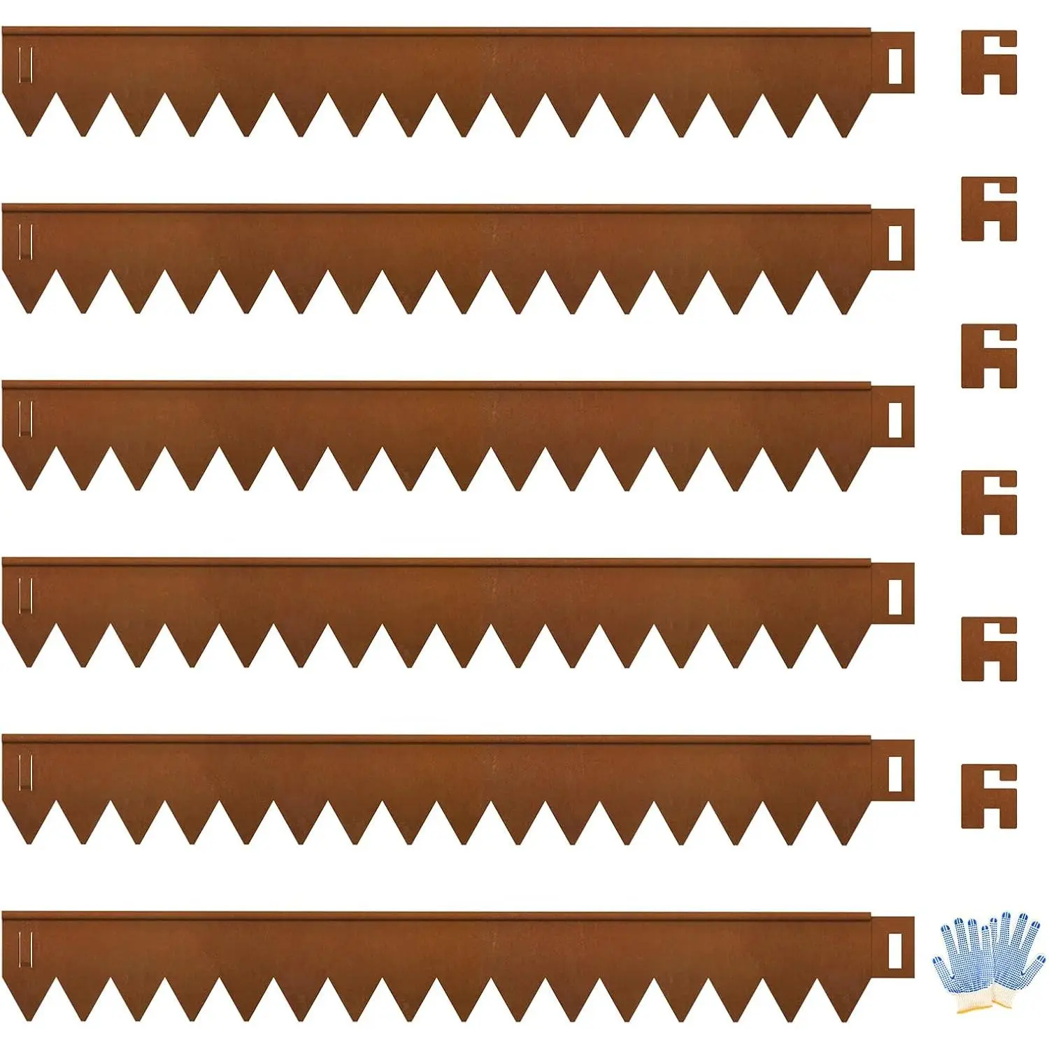 Cor Ten Steel Landscape Edging 40" L x 5" H, Hammer-in Landscape Edging, Metal Garden Edging Border with 6 Clips & Gloves - Edge for Lawn Yard COR-Ten Steel (6 Pack)