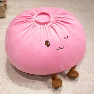 Cute Dumpling Pillow, Soft Baozi Shape with Smile, Random Color, Hand Wash Only, Perfect for Bed, Sofa, Office Naps, Anime Style Decor