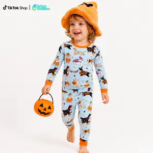 babee Reshinee 93% Bamboo Viscose Toddler Kids Pajama Set, Boys Girls 2-Piece Long Sleeve Fall Winter Pjs, Soft Breathable Stretchy Snug Fit Sleepwear, Halloween Christmas Prints Holiday Gift, 12M-8Y