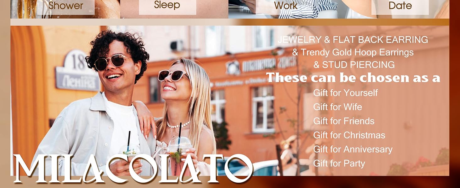 MILACOLATO Hypoallergenic Flat Back Earrings Gold Cartilage Earring Sets for Multiple Piercing 20G Surgical Stainless Steel Earrings for Women Trendy Earring Stacks Small Hoop Flatback Stud Earrings SpringStatements