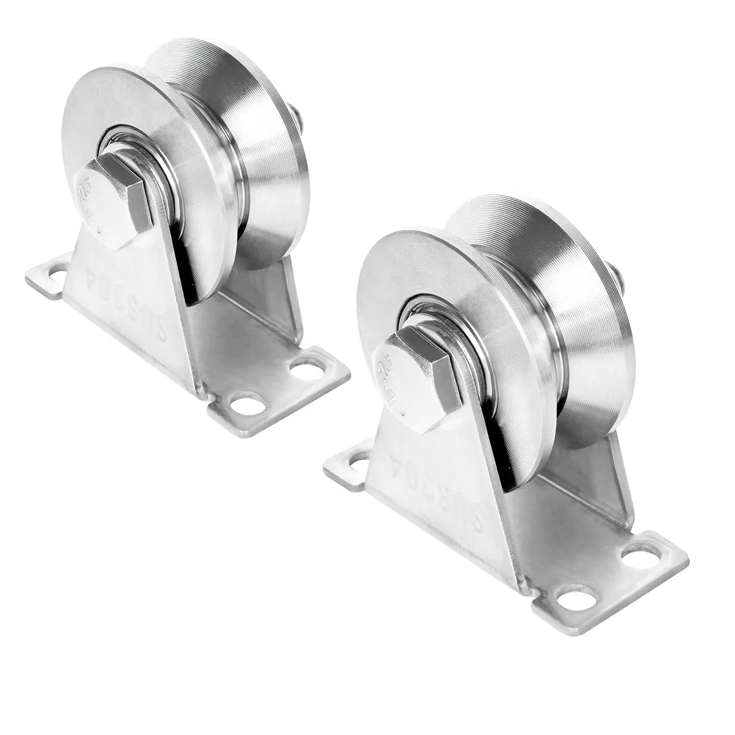 2 Pack 2 Inch V  Wheel Pulley, 304 Stainless Steel Silent Pulley Block, Heavy Duty Caster Wheels Sliding Gate Rollers  Bearing Pulley, Loading 880lb for Handling and Moving