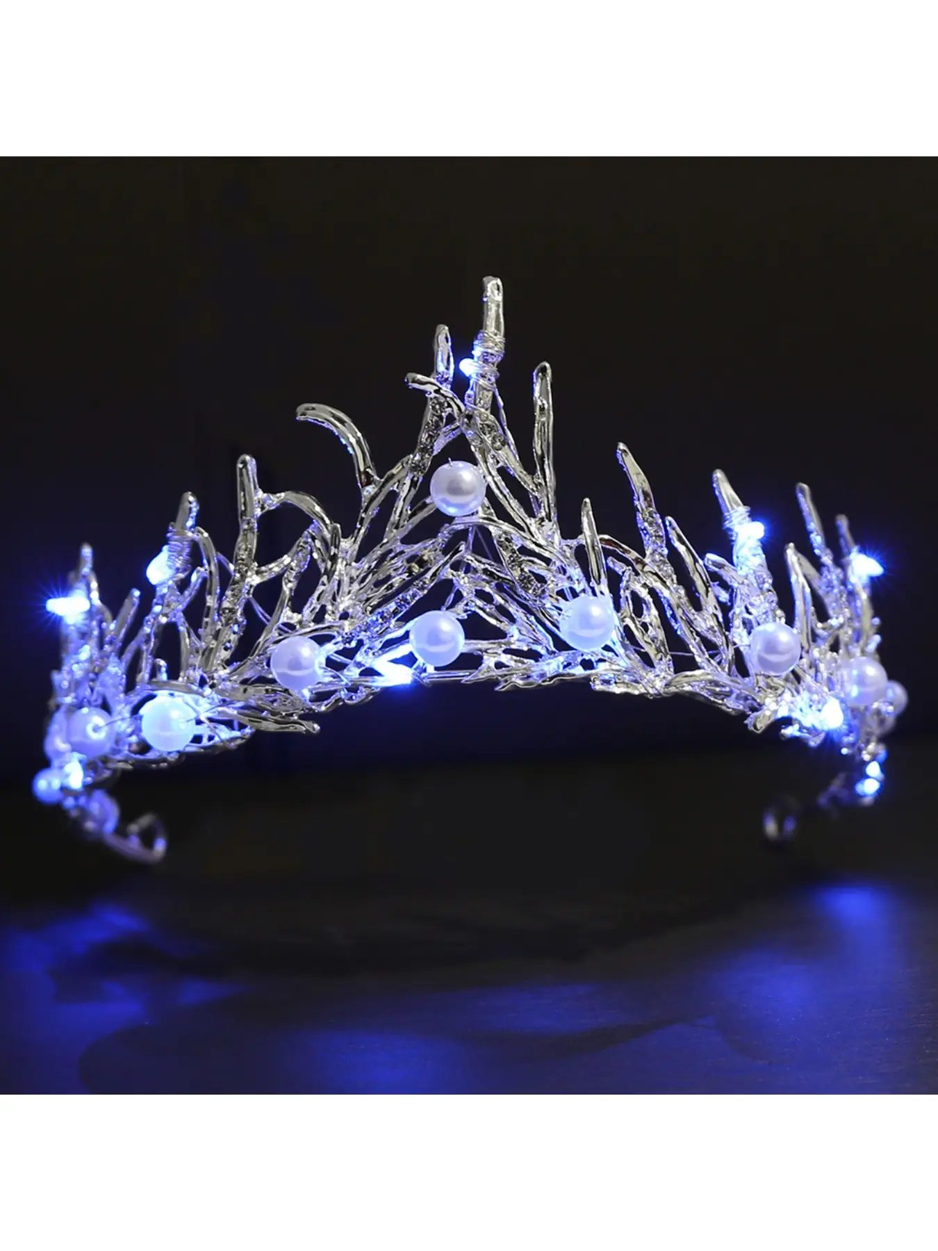 New holiday party wedding alloy rhinestone strand handmade bride glowing tiara headband