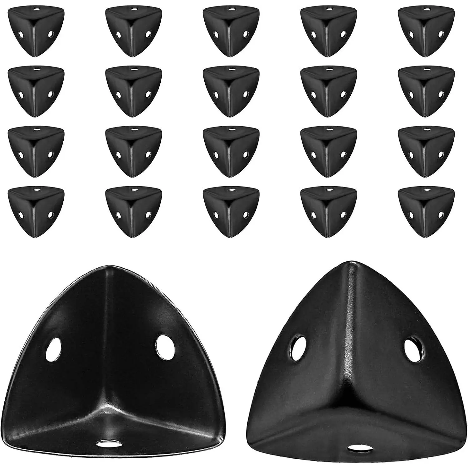 Box Corner Protectors 24 count Zinc Alloy Black 25mm Metal  Bracket  Protector for Cabinet Desk Table with Mounting Screws