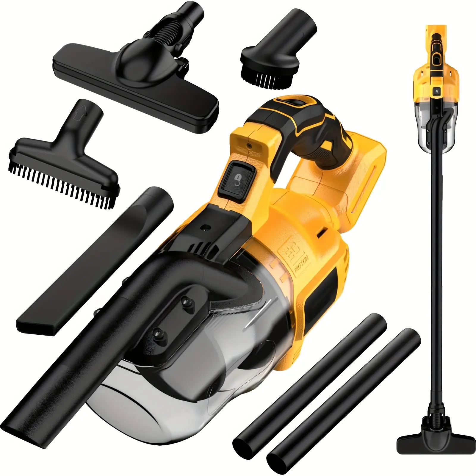 Cordless Vacuum Cleaner for DW 20V Battery (Battery Not Included), Car Vacuum Cleaner Portable for Hard Floor Car Pet Hair Cleaning, 46 CFM Portable Handheld Vacuum Cleaner with HEPA Filtration, Equipped with 500W Powerful Motor
