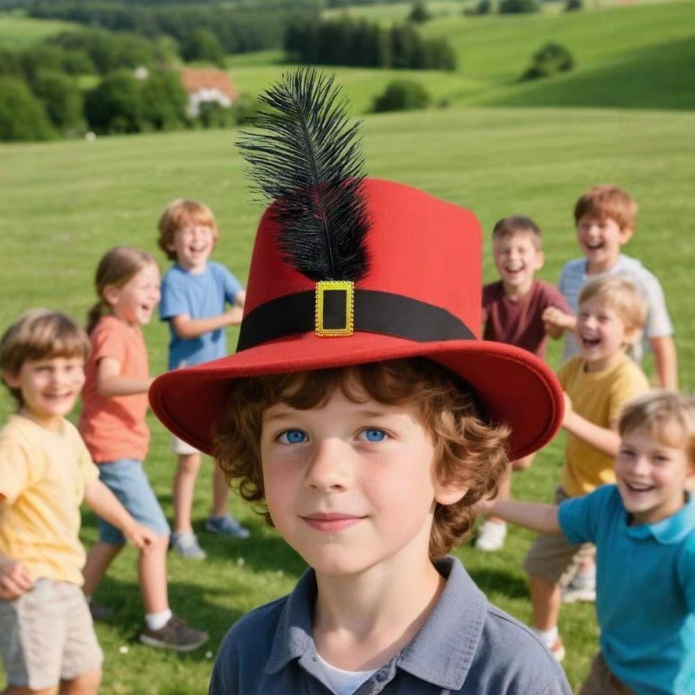 Vintage Black Musketeers Costume Hat Magician Hat With feathers Holiday Costume Hat Top Hats Stage Performance Kids Cosplay Hat
