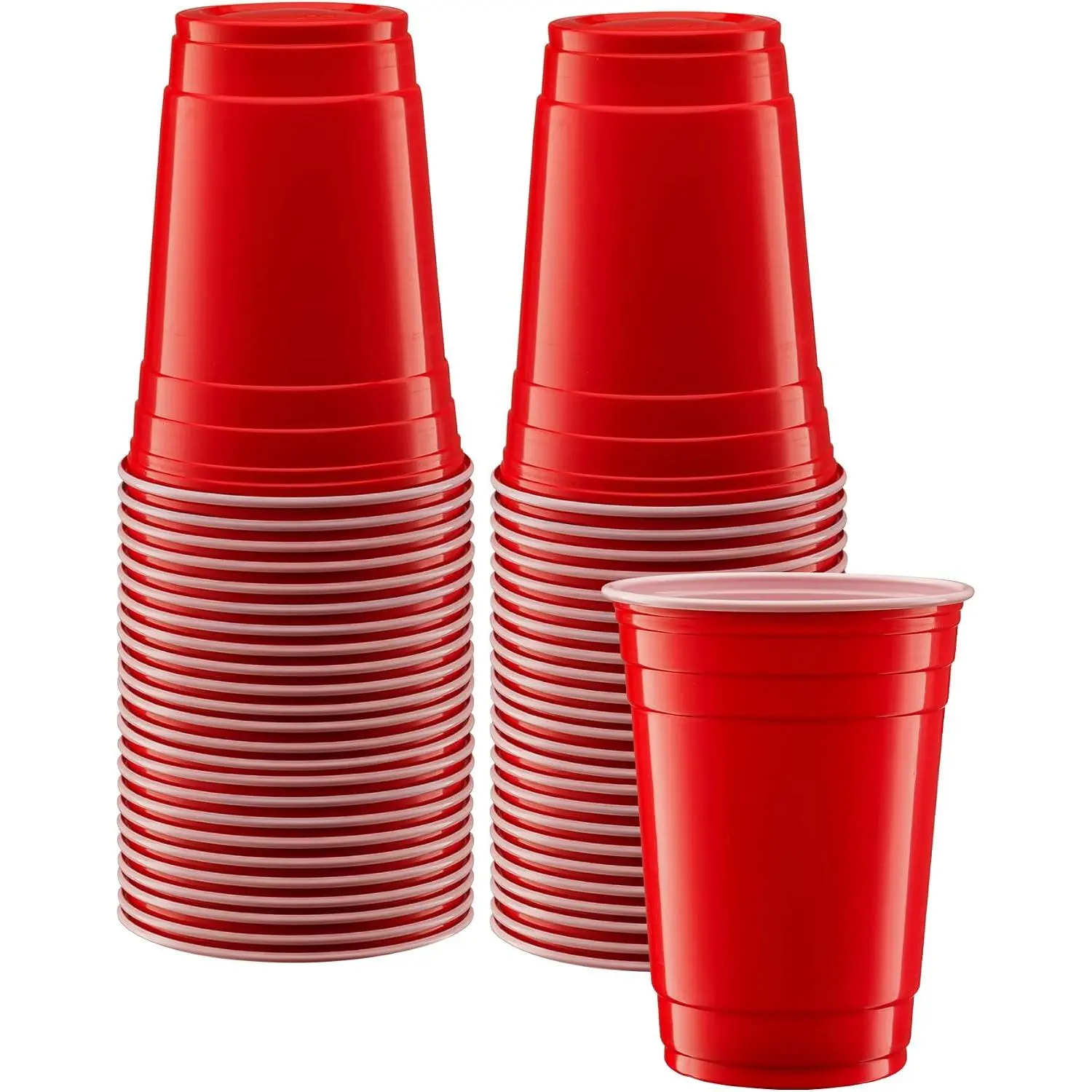 [18 oz. - 100 Count] Disposable Plastic Red Cups, Party Drinking Cups for Events and Everyday Use