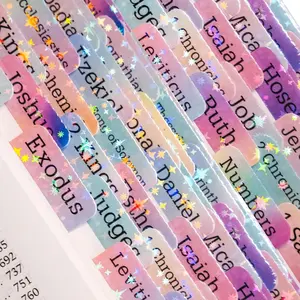 Glitter Laminated Bible Tabs for Women & Men, Large Print for Easy Navigation, Bible Book Index Labels, Christian Gifts Bible Study Supplies (Rainbow)