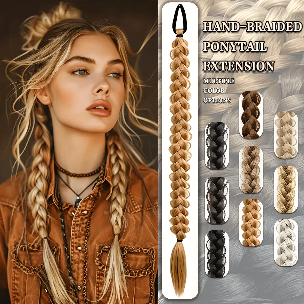 Long 28inch women's hand-braided wig, Chinese-style coin braid, purely hand-woven, made of high-temperature synthetic fiber, easy and convenient to wear, suitable for daily use, travel, holidays, and various occasions.Available in multiple colors for you