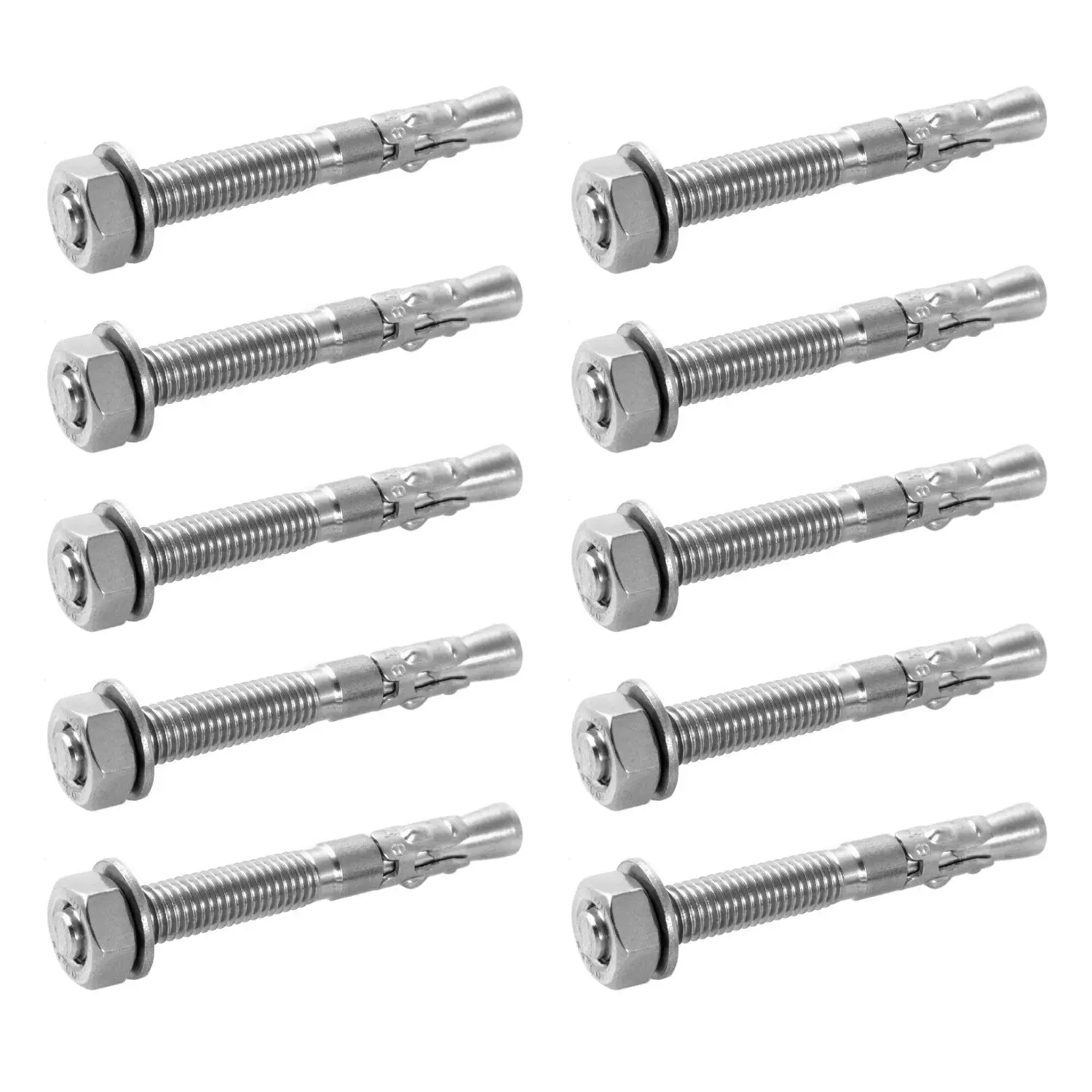 10 Pack 5/16" X 2-3/4" 316 Stainless Steel Wedge Anchor for Office, Garage, Marine