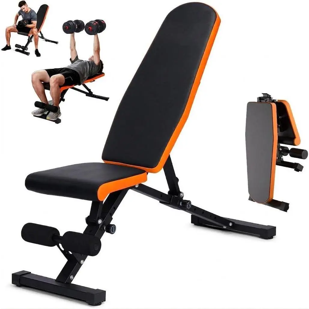 Unisex Adjustable Multi-Angle Weight Bench for Home Gym - Foldable Compact Incline-Decline-Flat Bench, Space-Saving for Full Body Weight Training in Small Space Apartments