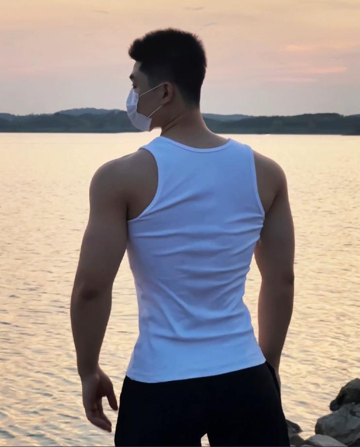 Heavy American Vest Men's Outer Wear Thick Thread Cotton Fitness Tight Sports Breathable I-Shaped Vest