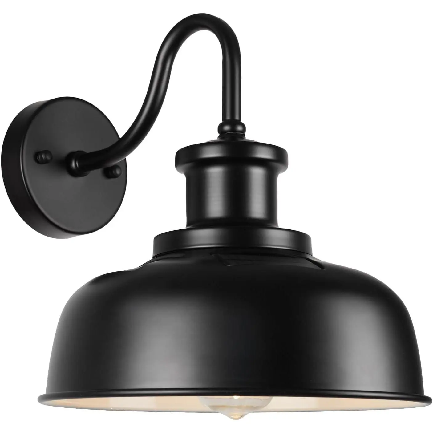 Solar Barn Wall Light - Dusk to Dawn Auto On/Off Solar-Powered Farmhouse Exterior Sconce, Weatherproof Industrial Lighting Fixture with E26 Base, Rustic Lantern to Light Up Your Space for Garage, Barn