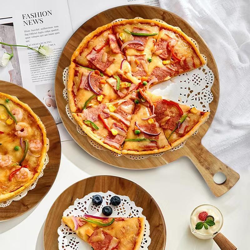 Round Bamboo Cutting Board, Pizza Tray, Cheese Board, Food Serving Plate, Bread and Cookie Holder, Kitchen Utensil, Eco-Friendly Design