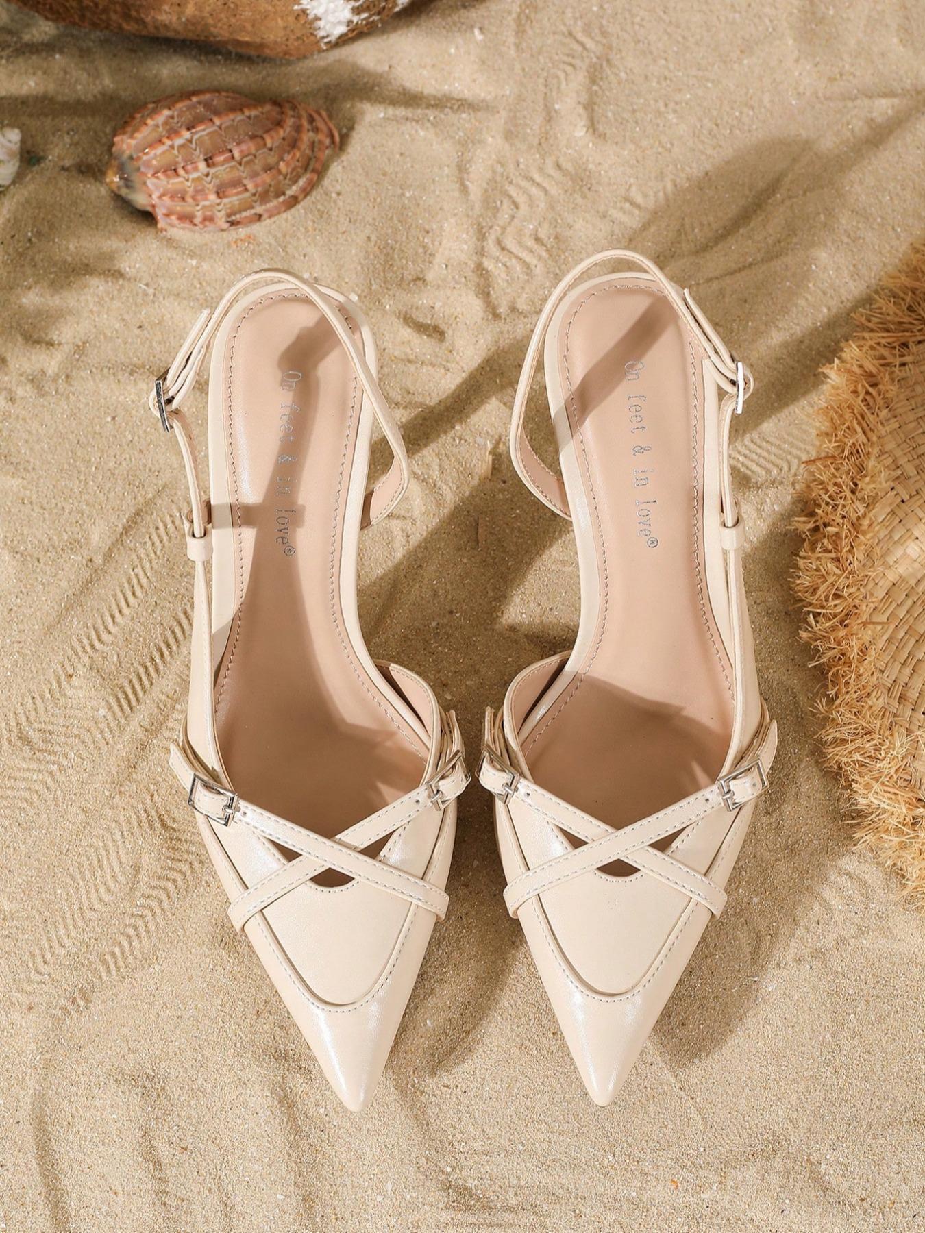 Women's Elegant Cross-Strap Pointed Toe Stiletto Heels, Buckle Fastening for Dresses and Weddings, Patent Leather for All Seasons, Elegant Party Footwear