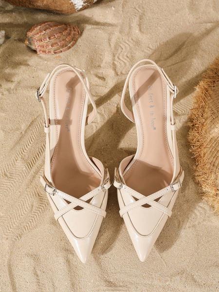 Women's Elegant Cross-Strap Pointed Toe Stiletto Heels, Buckle Fastening for Dresses and Weddings, Patent Leather for All Seasons, Elegant Party Footwear