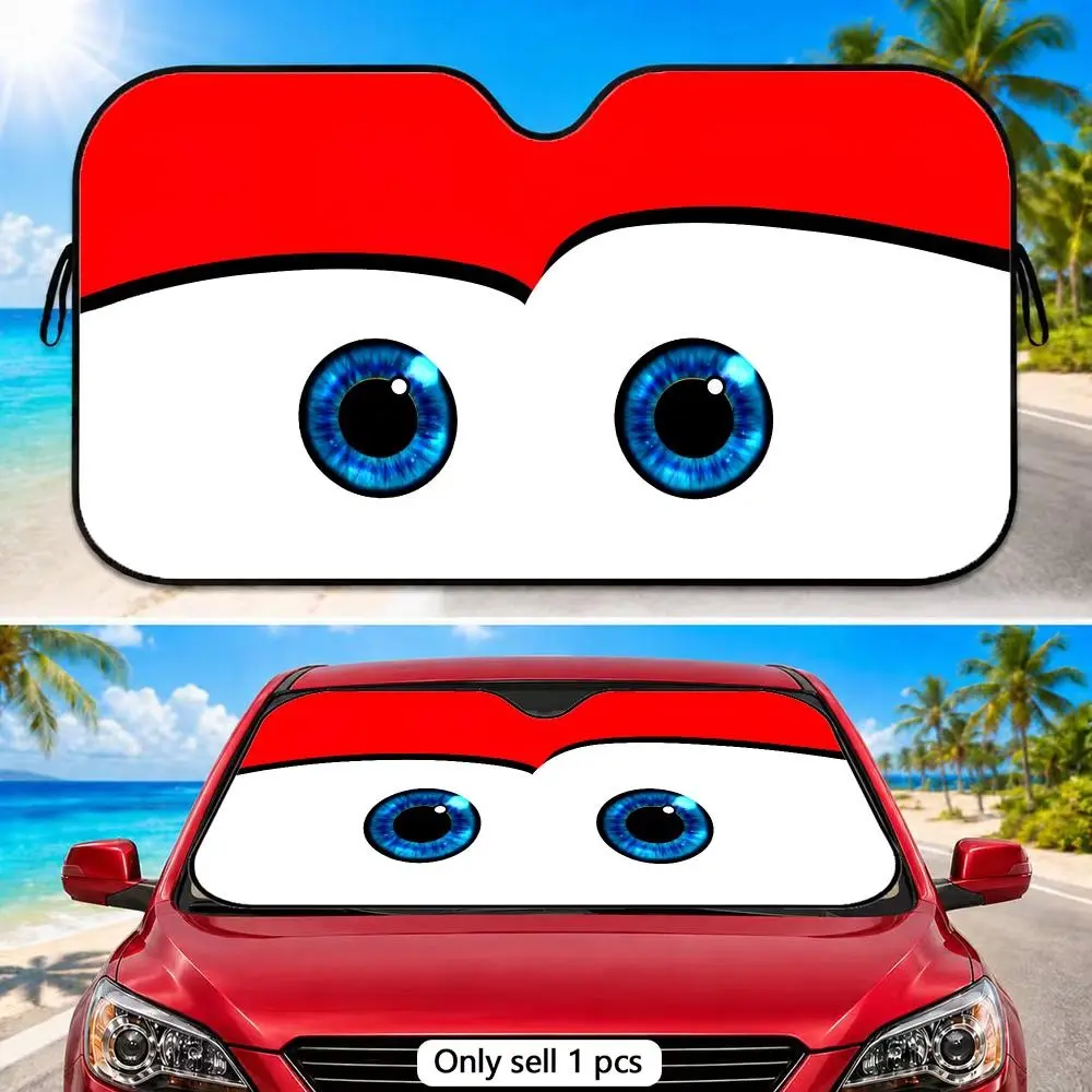 Cute Cartoon Eyes Windshield Sun Shade | Reflective Car Sun Visor Helps Reduce Interior Heat and Hot Steering Wheel, UV Protection for Dashboard and Seats | Foldable Front Window Cover for Car SUV Truck