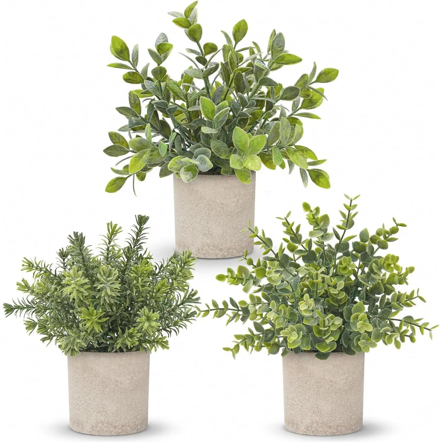 3 Pack Sage Green Frosted Eucalyptus Artificial Plants for Office Bathroom Decor, Pet & Child Safe, Maintenance-Free, Farmhouse Desk Shelf Kitchen Bedroom Coffee Table DecorGift