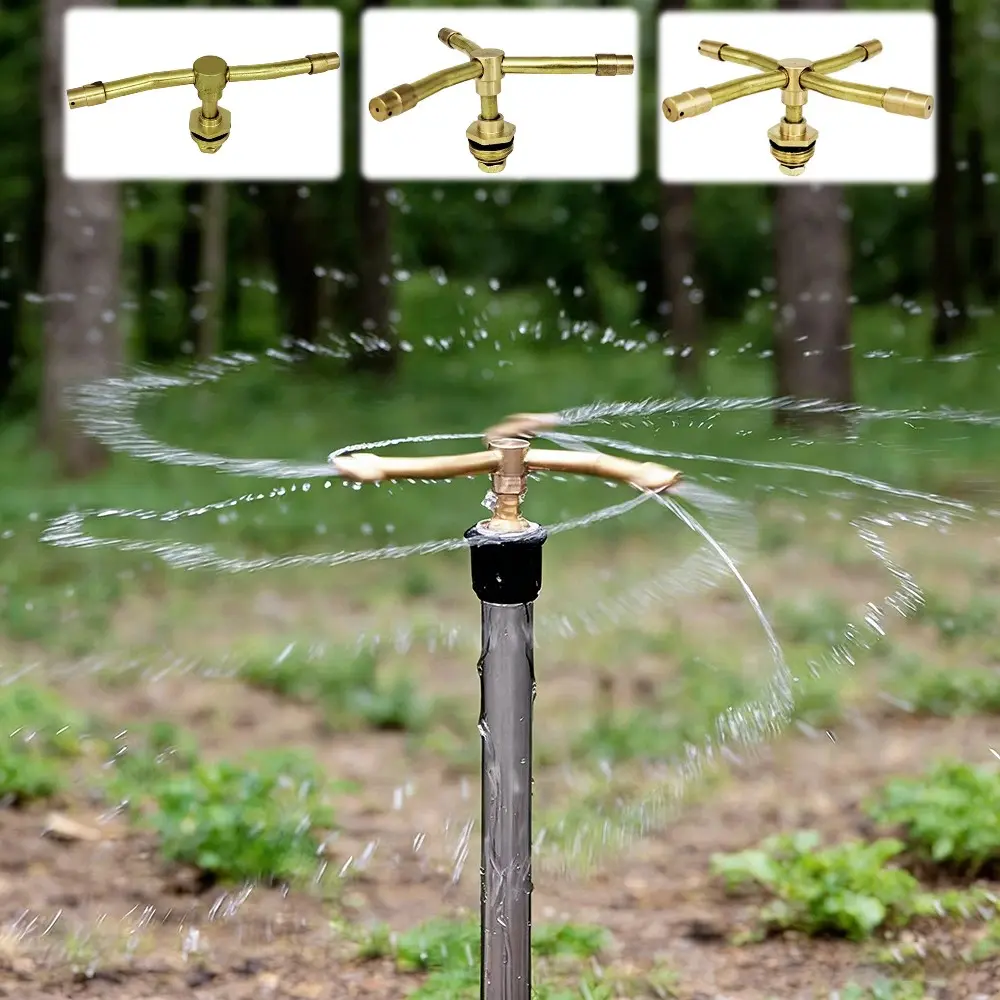 2Pcs Multi Arm Optional Brass Sprinkler Heads, Automatic Rotating Sprinkler Heads for Courtyards, Lawns, Gardens, Automatic Sprinkler Equipment Accessories for Horticultural Bases, Water-saving Sprinklers for Lawn Greening and Greenhouses