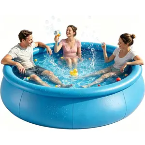 8FT x 25IN Round Inflatable Swimming Pool, Blow Up Above Ground Pool for Adults Indoor & Outdoor Summer Water Party Backyard Garden Lawn
