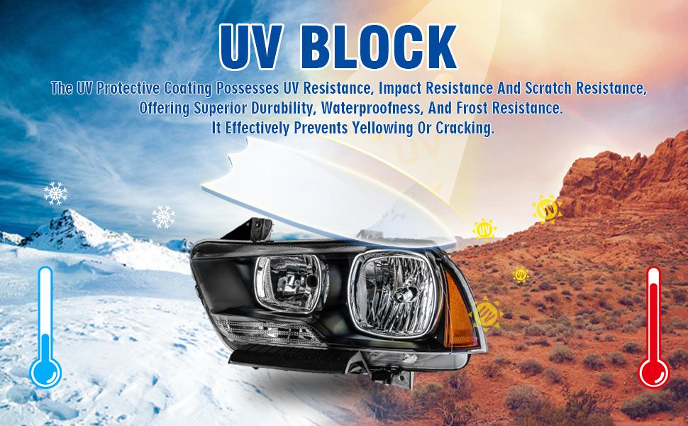 Headlight Assembly w/Bulbs Compatible with 2011-2014 Dodge Charger OE Halogen Headlamp Black Housing Amber Reflector Replacement Driver and Passenger Side