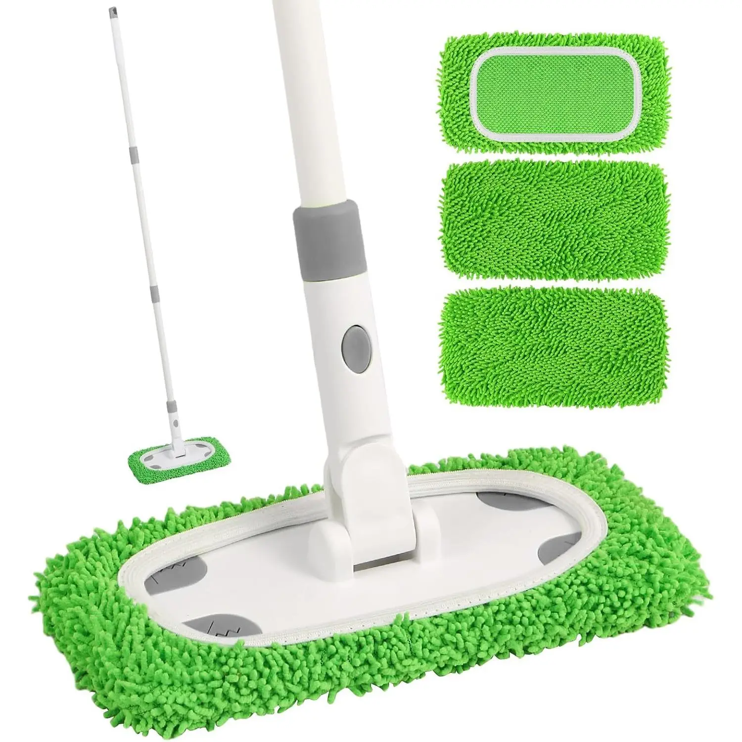 Microfiber Floor Mop System, Wet & Dry Sweeper Kit, Includes 1 Sweeper Handle, 3 Washable Chenille Mop Pads, Dry & Wet Use for Hardwood, Tile, and Laminate Floor