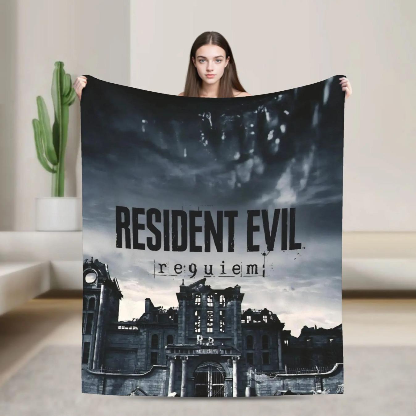 Resident Evil 9 Requiem Leon Inspired Game Throw Blanket Ultra Soft Cozy Plush Gaming Blanket for Sofa Bedroom Living Room Bedding Multiple Sizes Horror Game Fan Gift