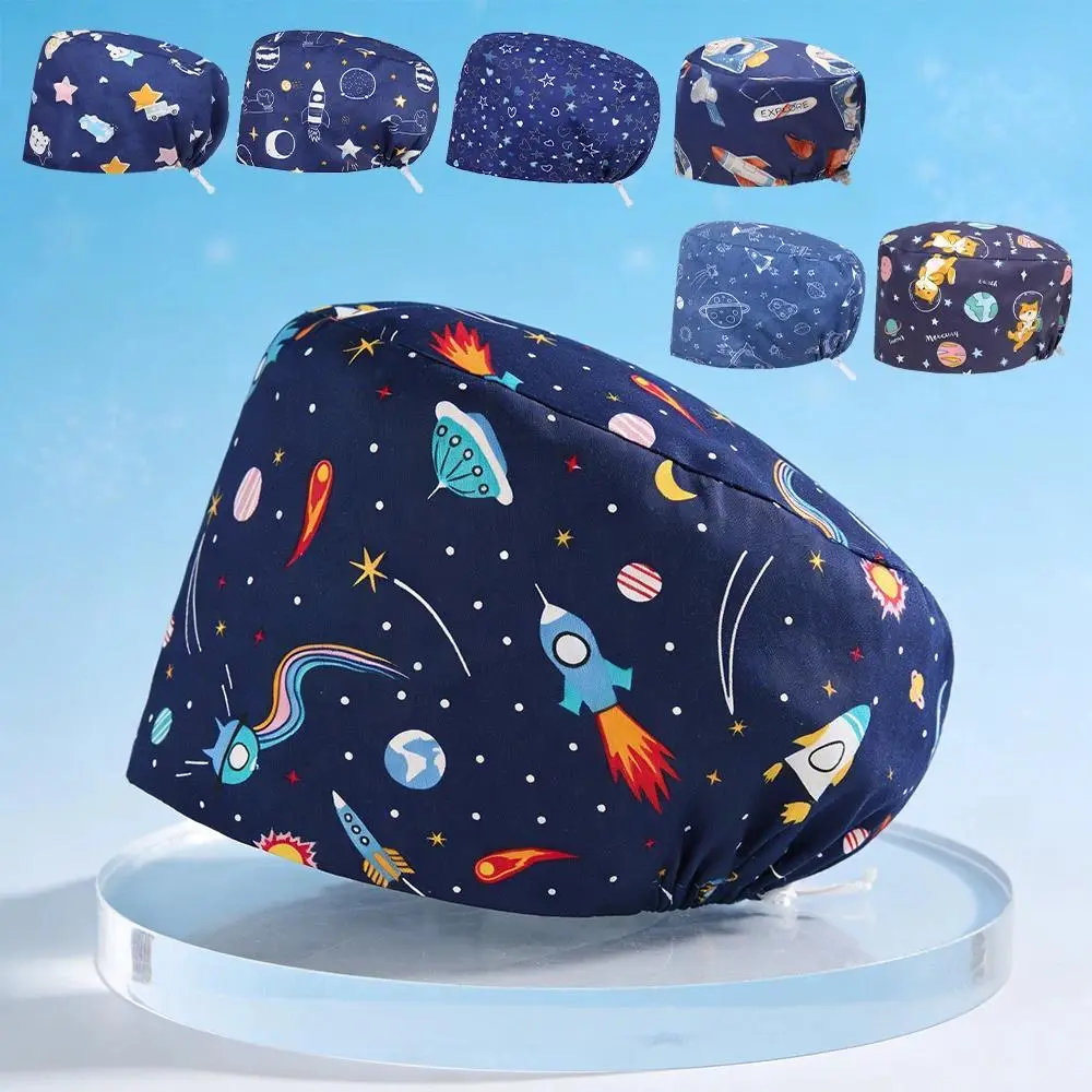 Sky Printed Medical Caps for Men Women Soft Adjustable Nursing Scrub Hat Beauty Salon Pet Clinic Working Cap K596